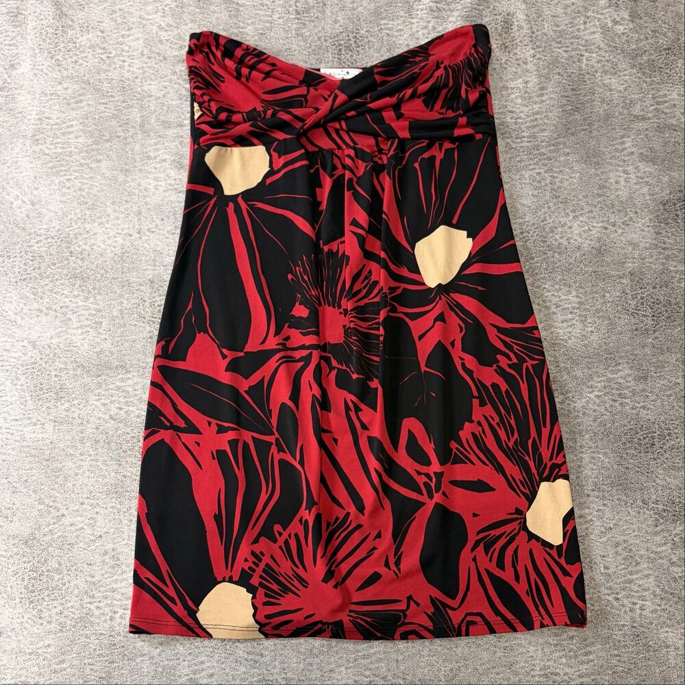 Contrast Floral Wrap Strapless Mini Dress